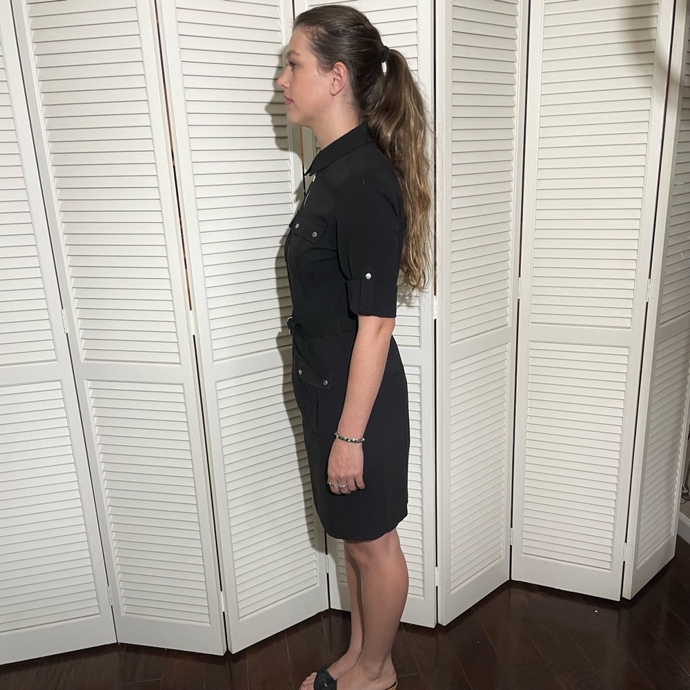 Michael Kors Women’s Black Dress -Casual Short Sleeves w/ Silver Details -Size M - Picture 7 of 15